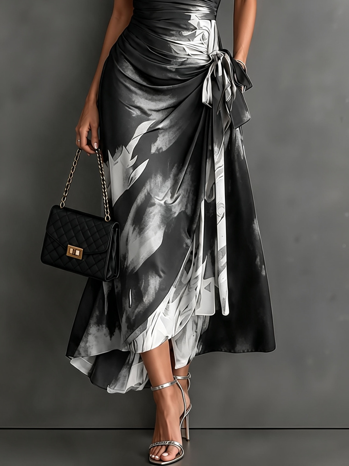 Roselle - Silky-Drape Shirt-Collar Maxi Dress