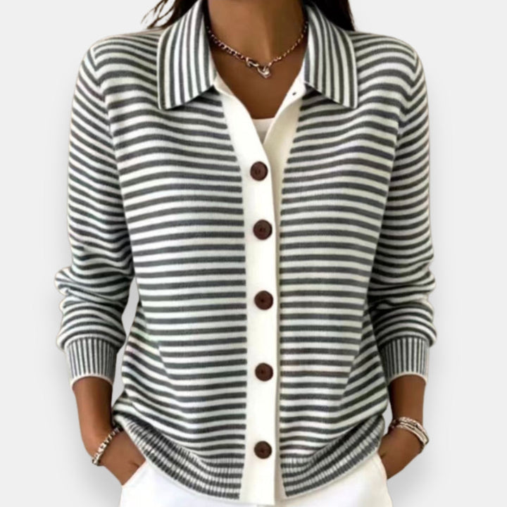 Celene - Fine-Knit Striped Cardigan