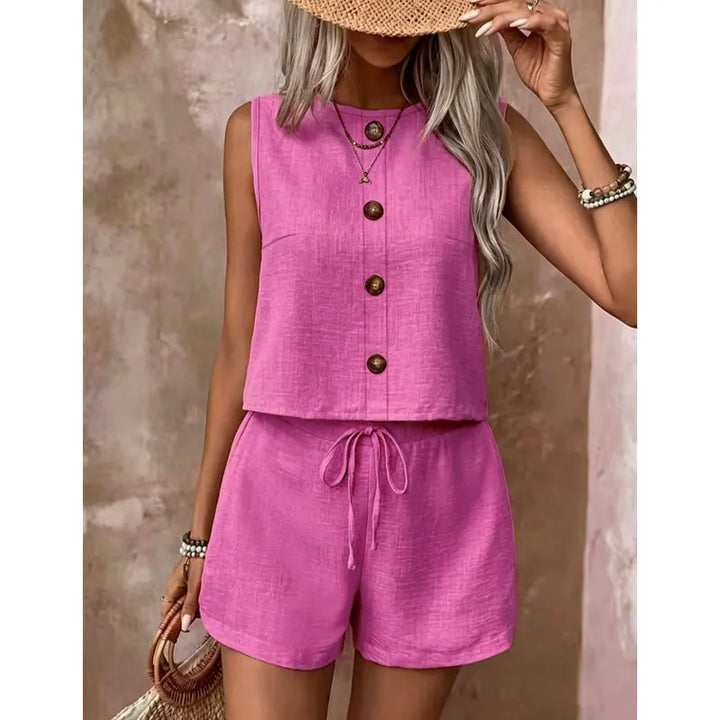 Abilene - Textured Tank & Shorts Set