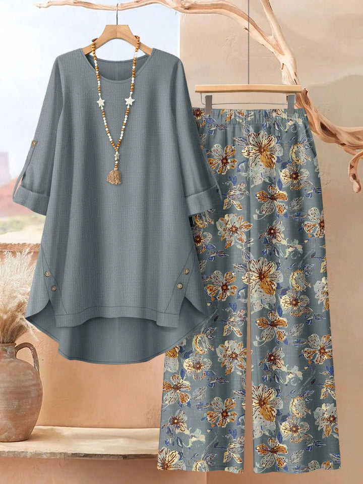 Rosette - Breezy Layered Tunic & Wide-Leg Trousers Set