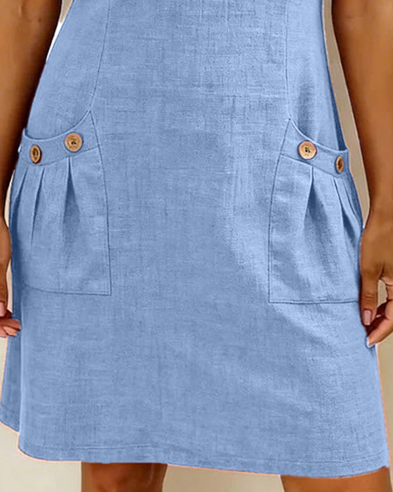 Dariae - Linen-Blend A-Line Dress