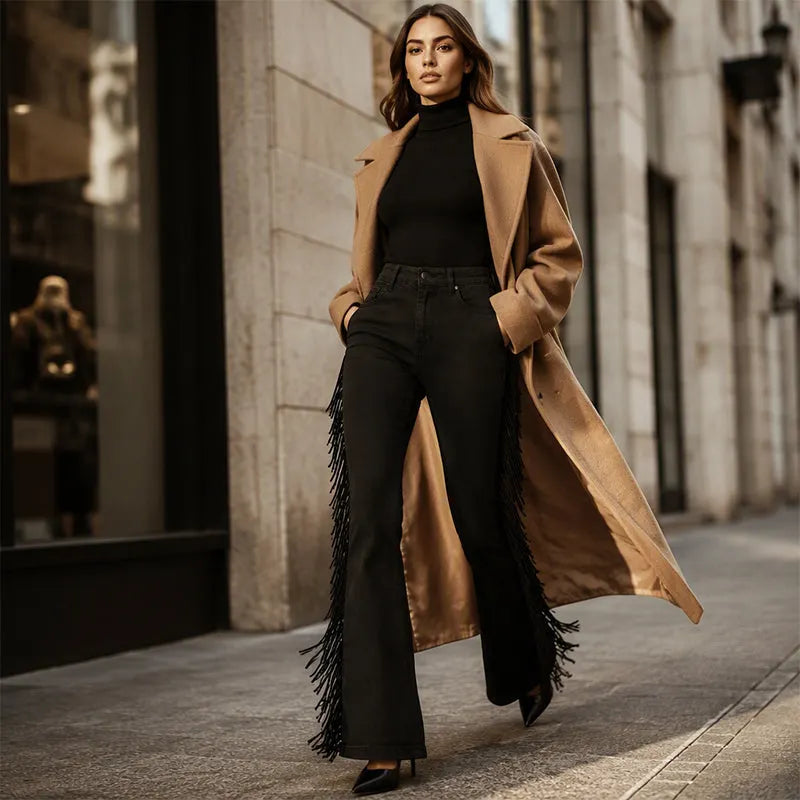 Fiorenne - Western Fringe Flared Pants