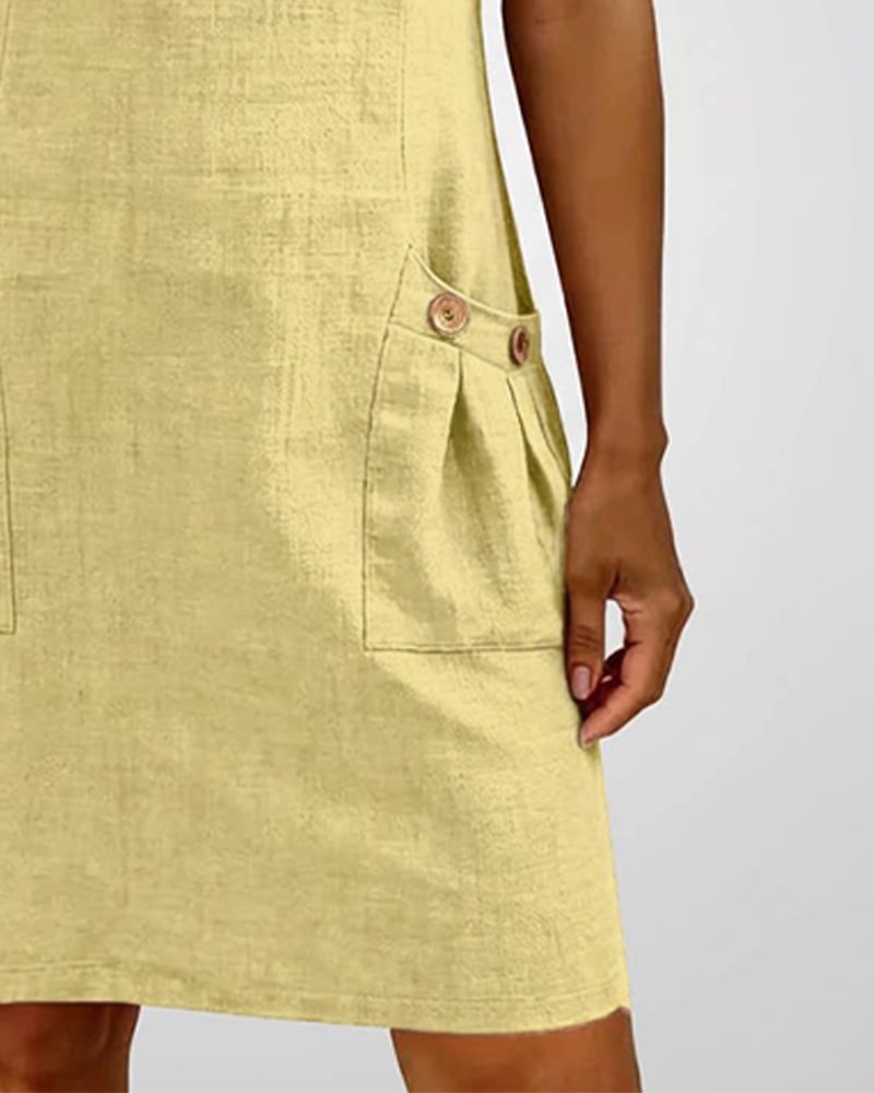 Girella - Breezy Linen A-Line Dress