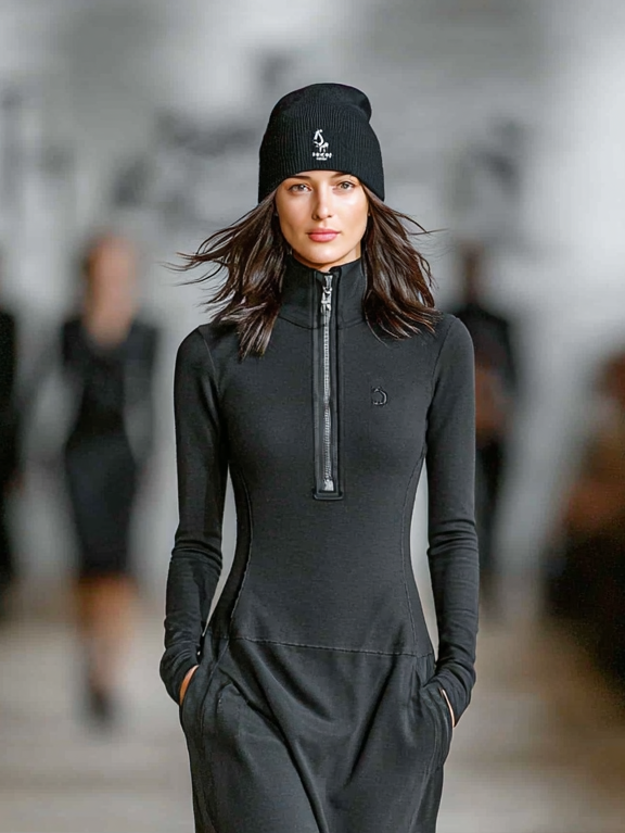 Elise - Soft-Touch Mock-Neck Zip Maxi Dress