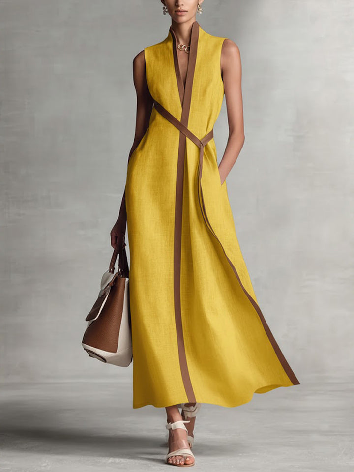 Rysella - Refined Linen-Blend Wrap Maxi Dress