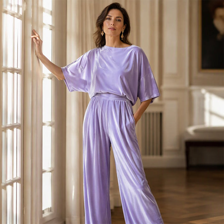 Ainhoa - Elegant Velvet Wide Leg Jumpsuit