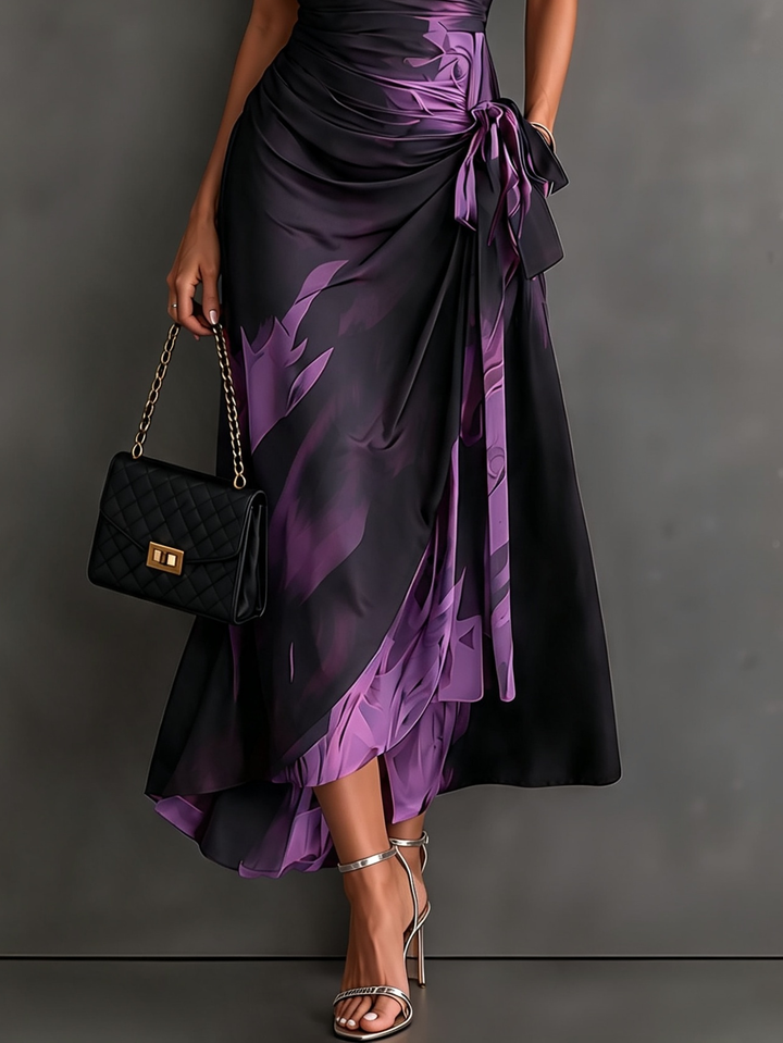 Roselle - Silky-Drape Shirt-Collar Maxi Dress
