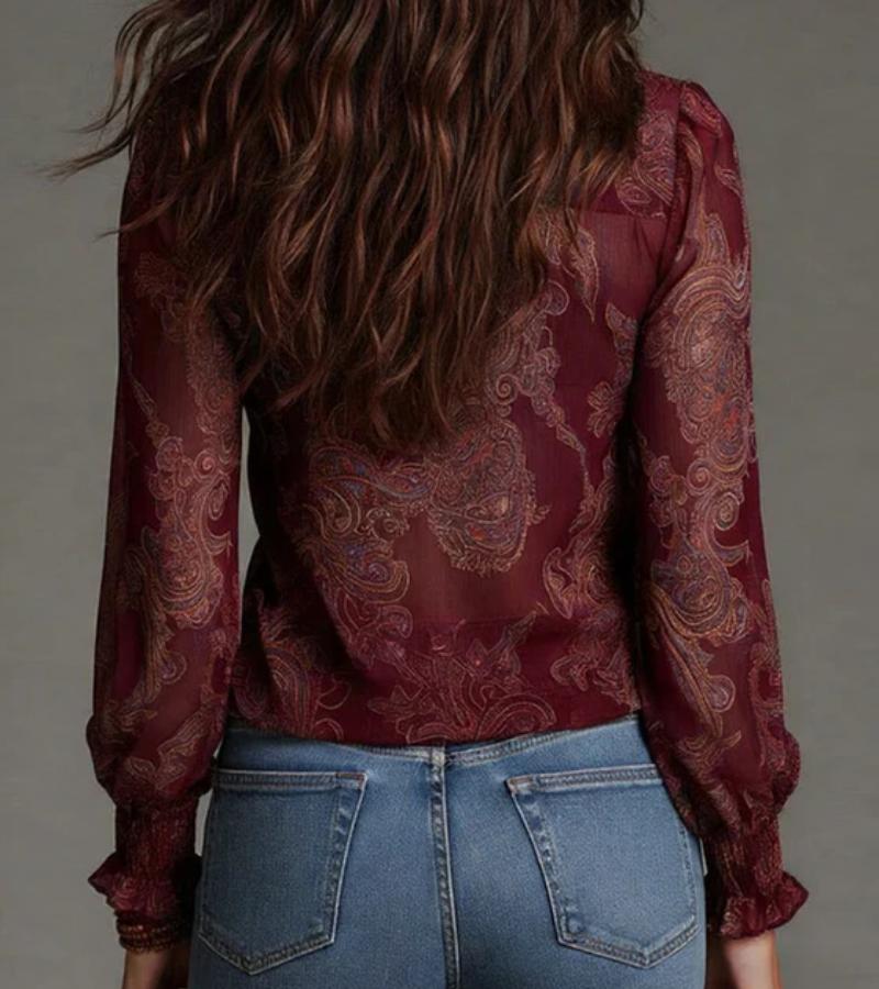 Taviana - Soft-Touch Zip-Front Ruffled Blouse