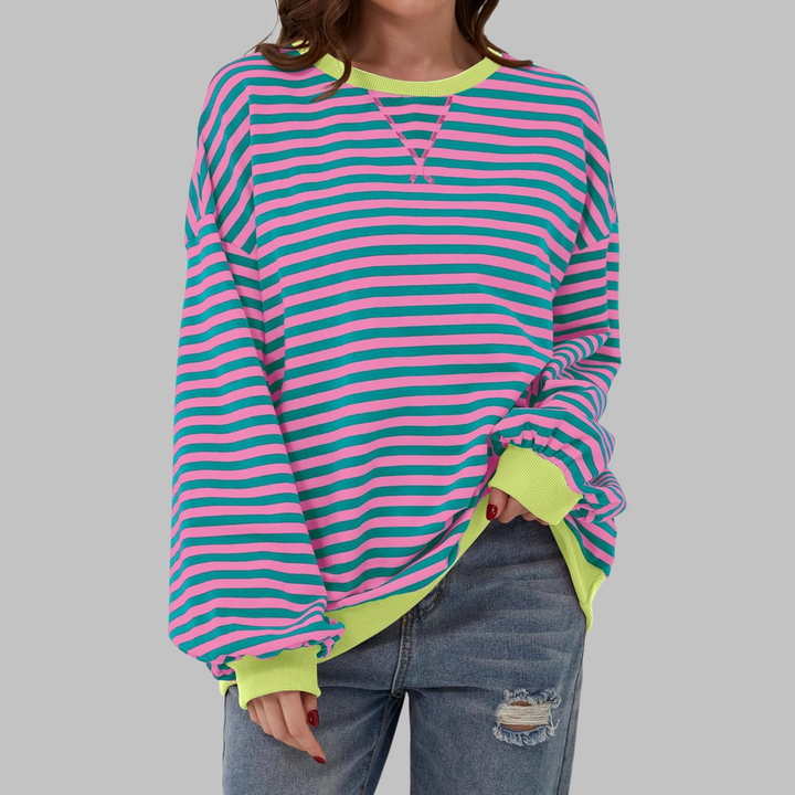 Adelia - Soft-Touch Striped Long-Sleeve Sweatshirt
