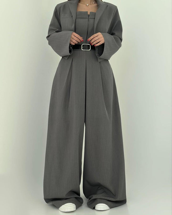 Lorayae - Soft-Touch Wide-Leg Jumpsuit & Jacket Set