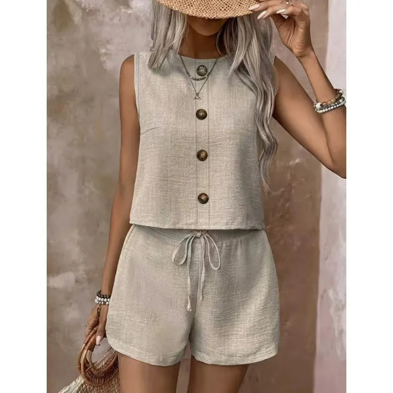 Abilene - Textured Tank & Shorts Set