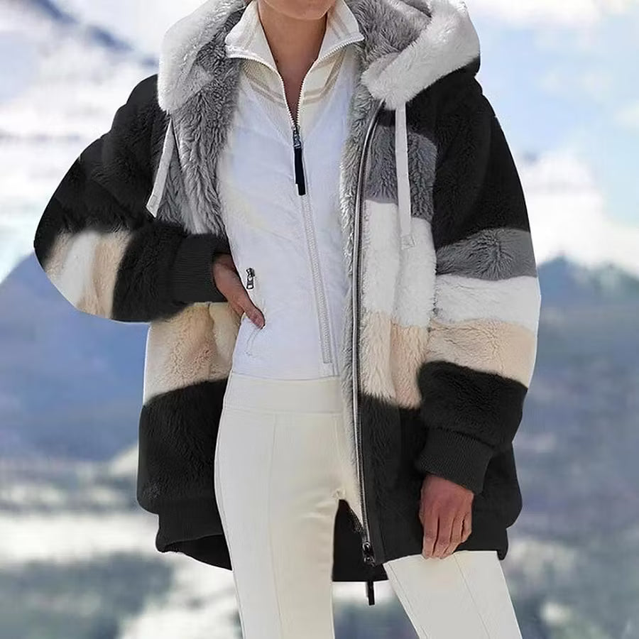 Ruelle - Plush Oversized Hooded Teddy Coat