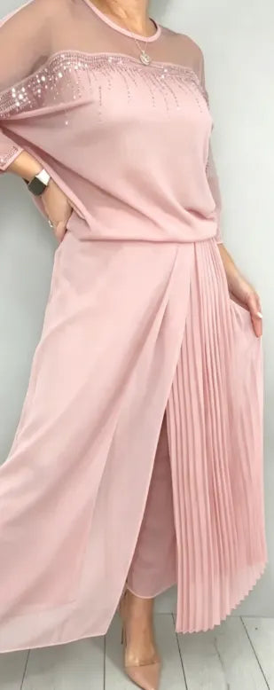 Caia - Embellished Pleated Two Piece Pants Set