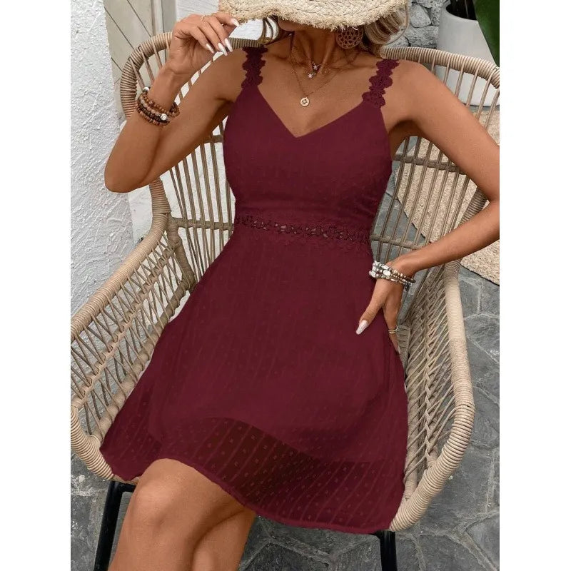 Noelline - Embroidered Strap Mini Dress