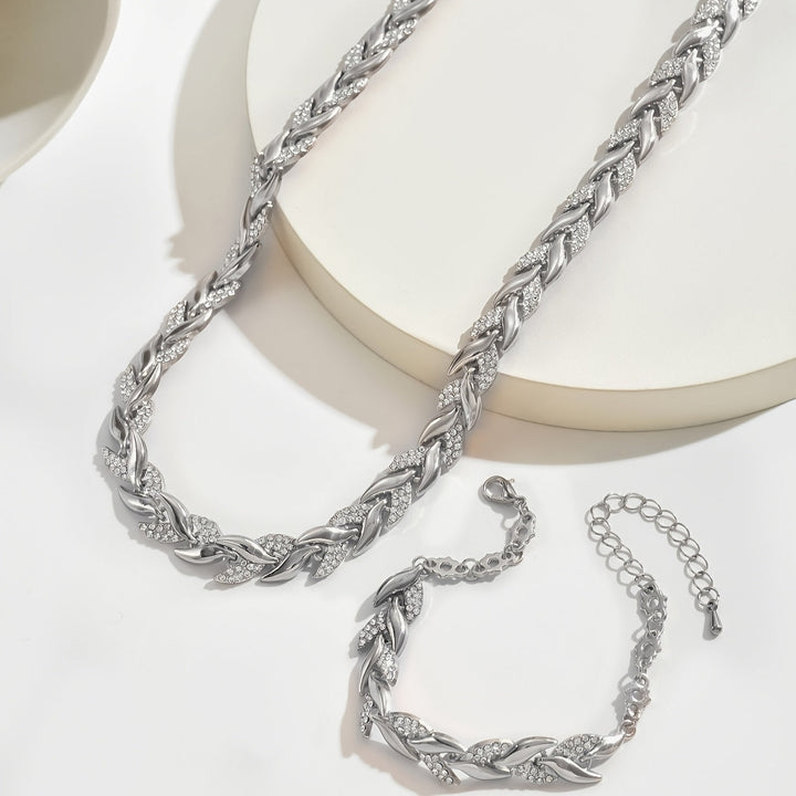 Alyson - Elegant Linked Leaf Necklace Set