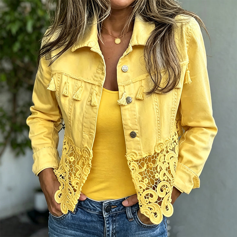 Anselia - Lace Hem Button Jacket