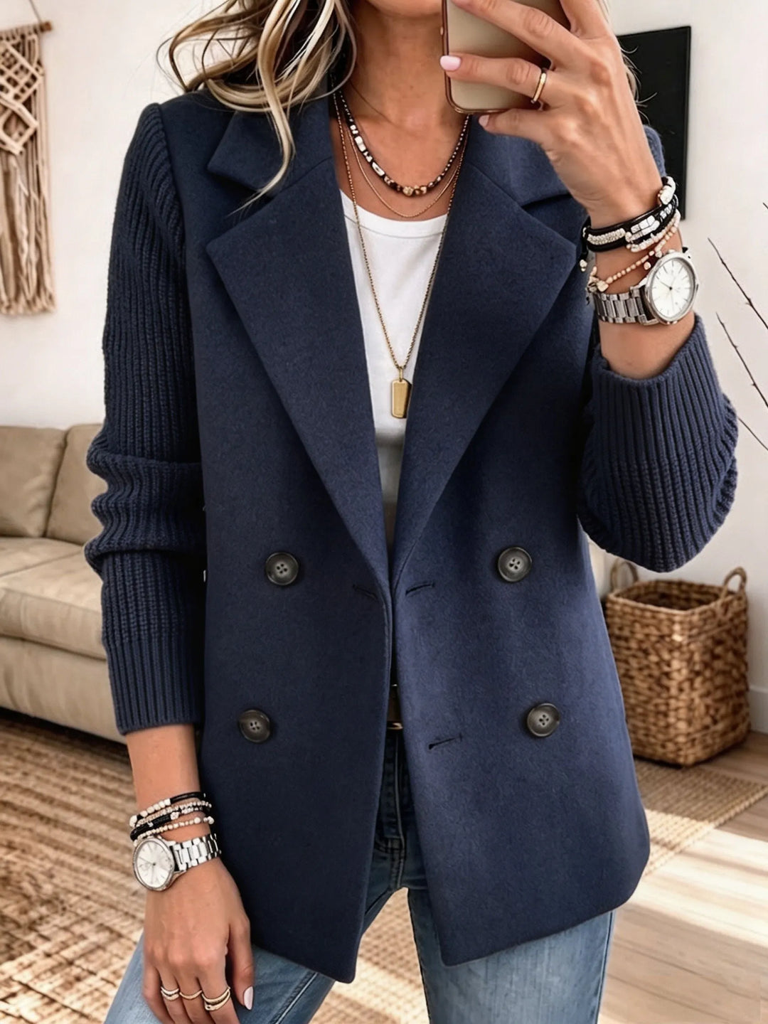 Lottie - Soft-Touch Mixed-Media Blazer