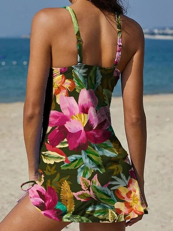 Ysoria - Printed Halter Swim Dress Set