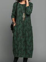 Janna - Leaf Print Midi Dress