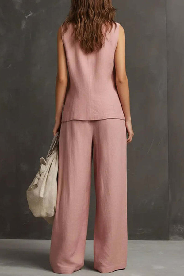 Heloise - Breathable Waistcoat & Wide-Leg Trousers Set