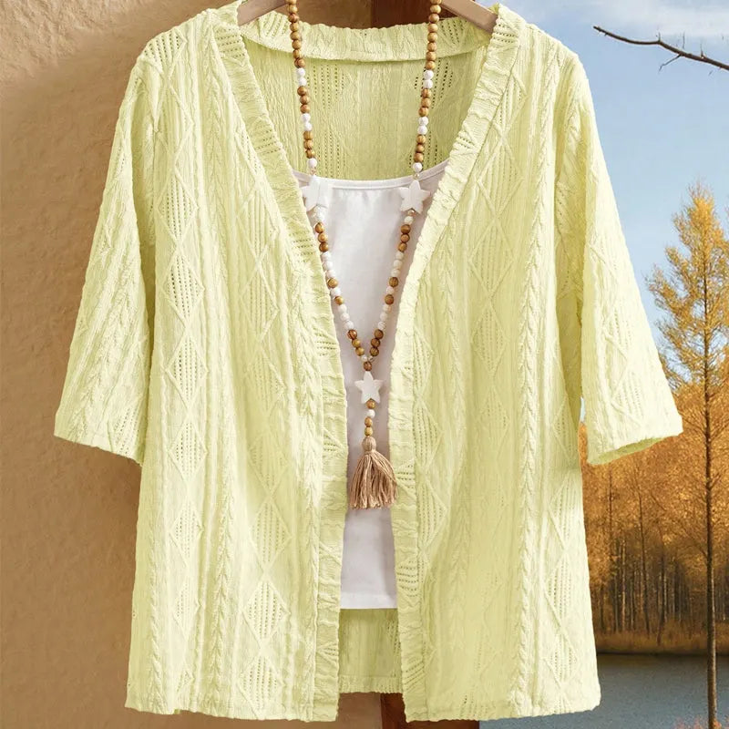 Delienne - Soft-Touch Pointelle Knit Cardigan