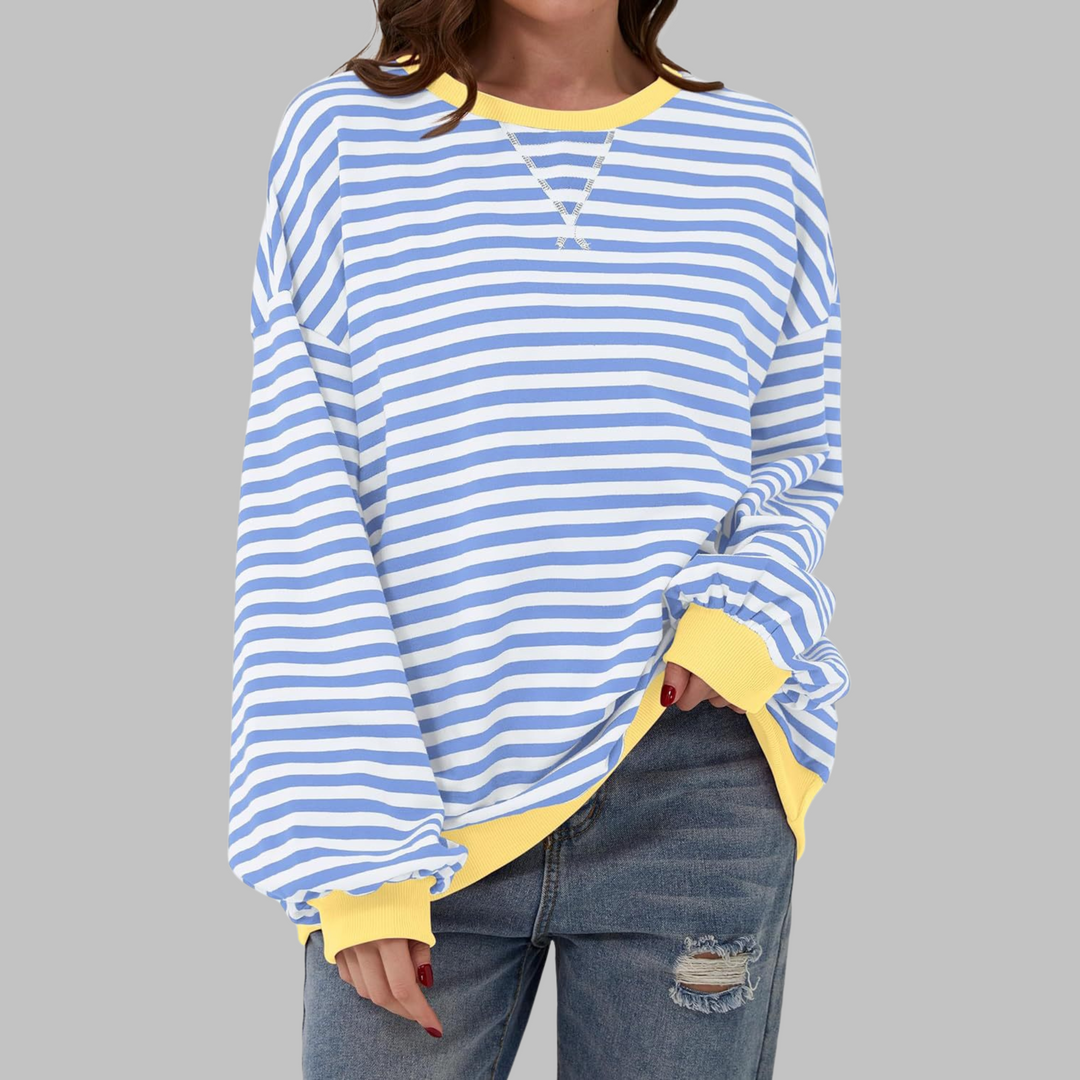 Adelia - Soft-Touch Striped Long-Sleeve Sweatshirt
