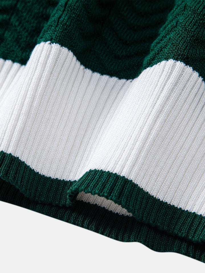 Arleno - Textured V-Neck Knit Polo