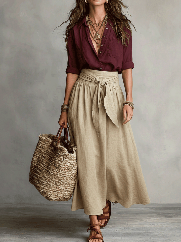 Estella - Elegant Blouse & Midi Skirt Set