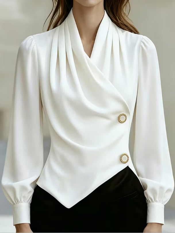 Ximena - Elegant Draped Satin Blouse