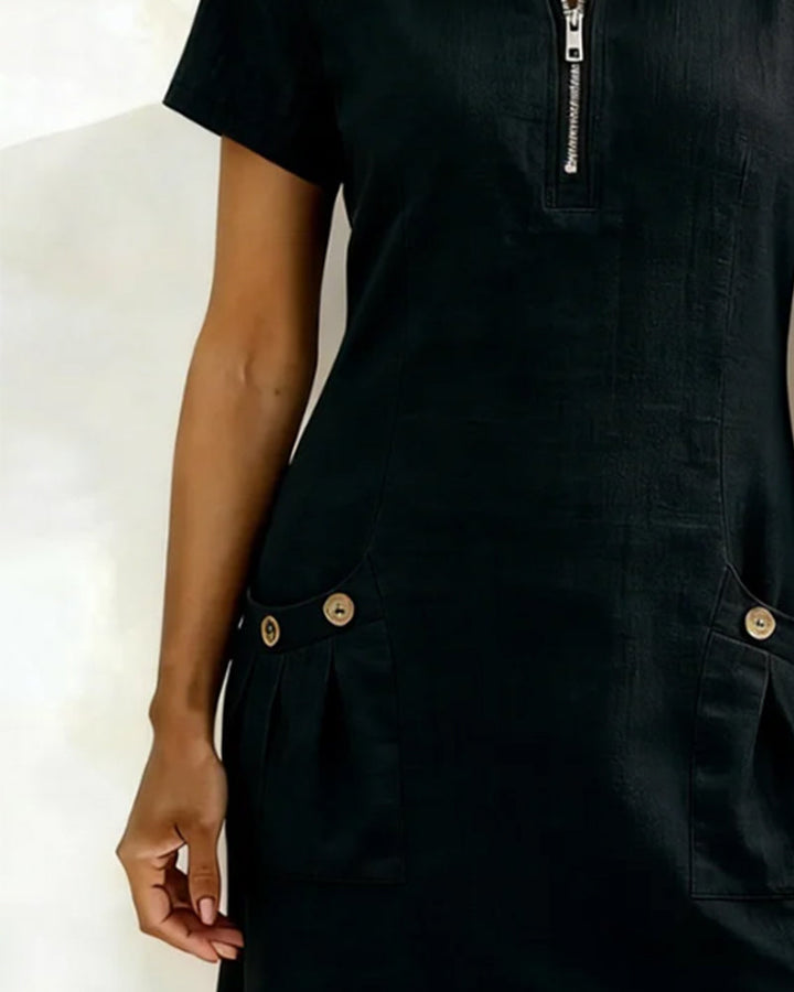 Dariae - Linen-Blend A-Line Dress