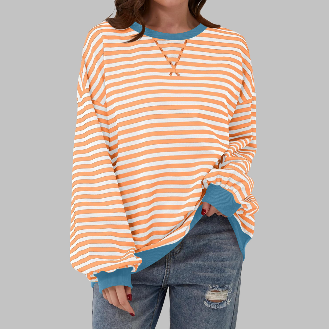 Adelia - Soft-Touch Striped Long-Sleeve Sweatshirt