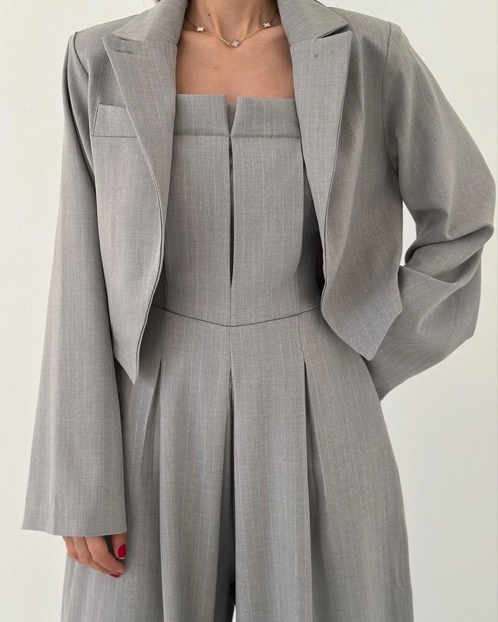 Lorayae - Soft-Touch Wide-Leg Jumpsuit & Jacket Set