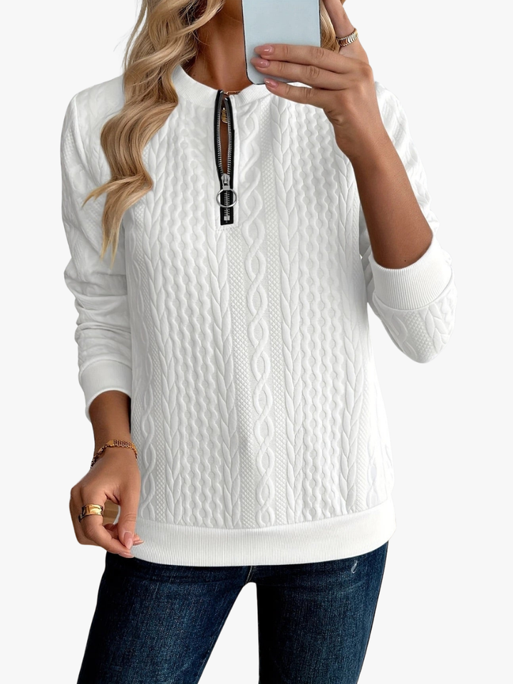 Darla - Textured Zip Sweater