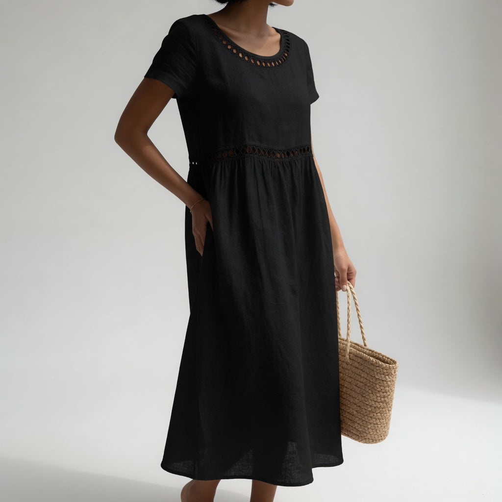 Anissa - Soft-Touch Embroidered Midi Dress