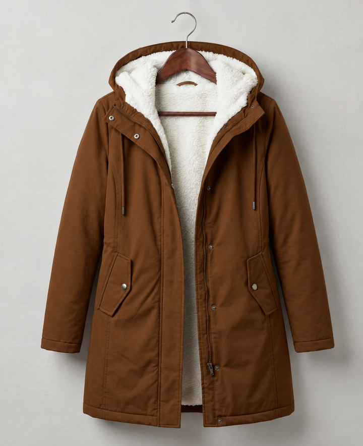 Clarice - Water-Repellent Longline Hooded Jacket