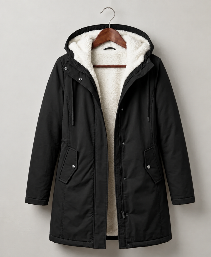 Clarice - Water-Repellent Longline Hooded Jacket