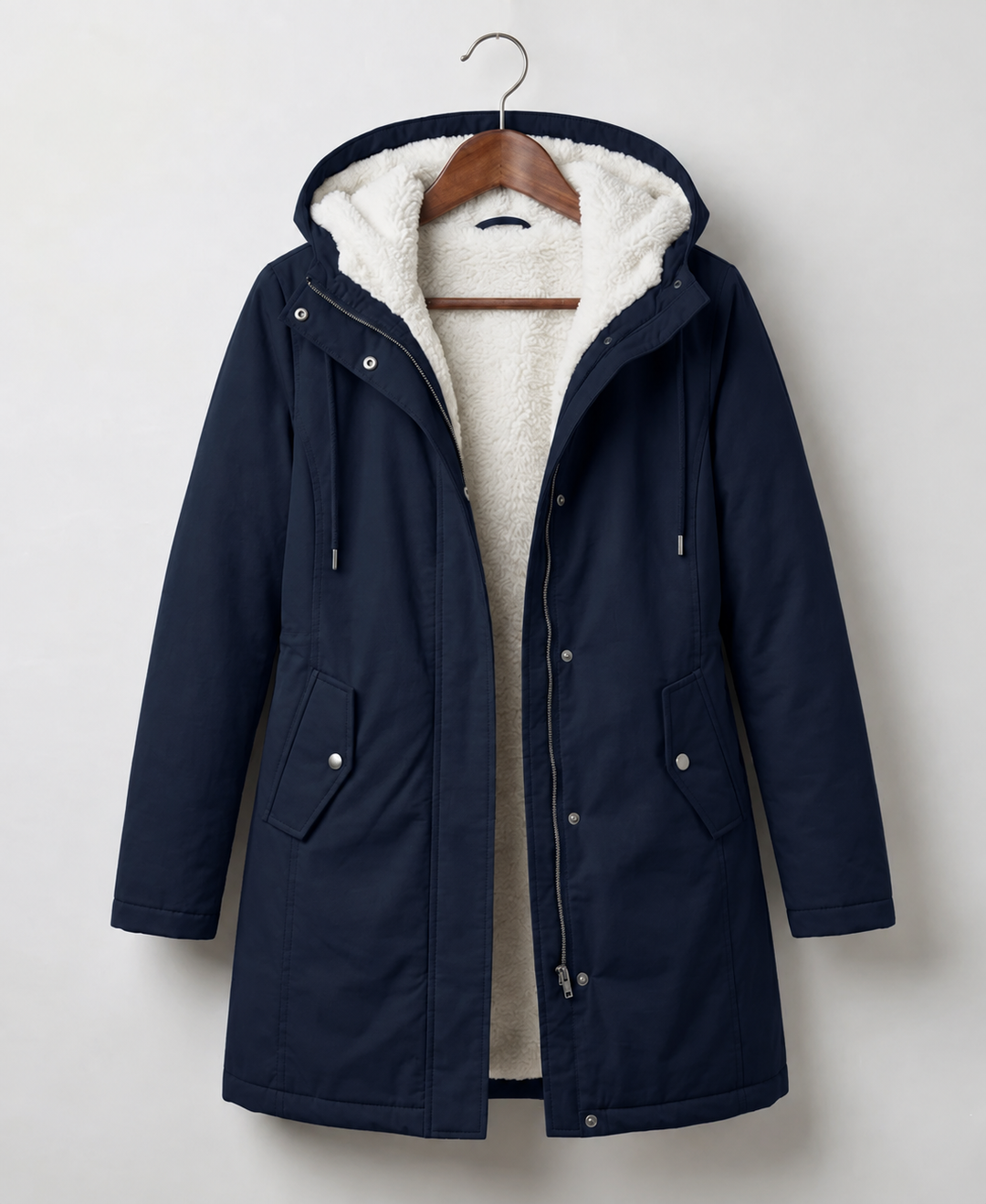 Clarice - Water-Repellent Longline Hooded Jacket