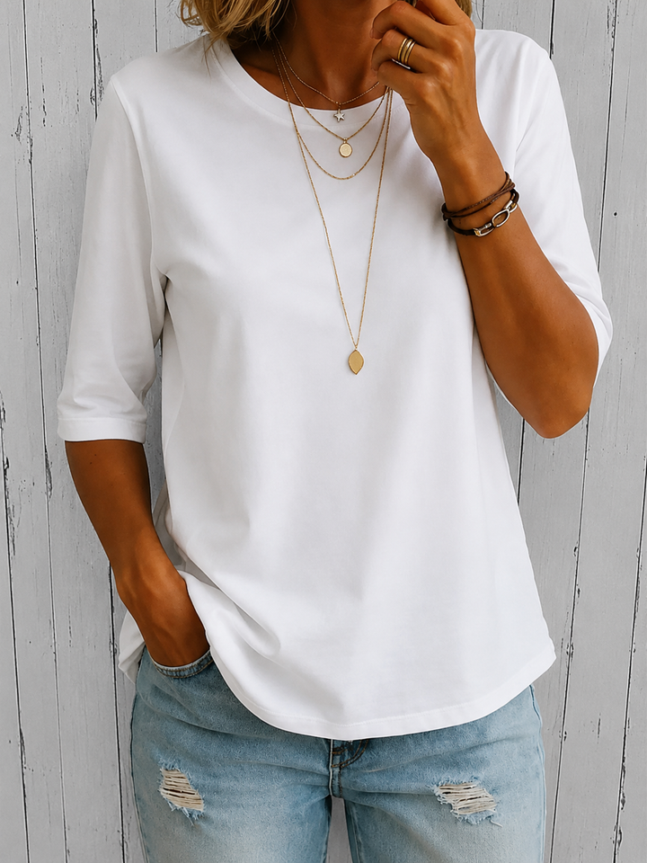 Isara - Soft-Touch Mid-Sleeve T-Shirt