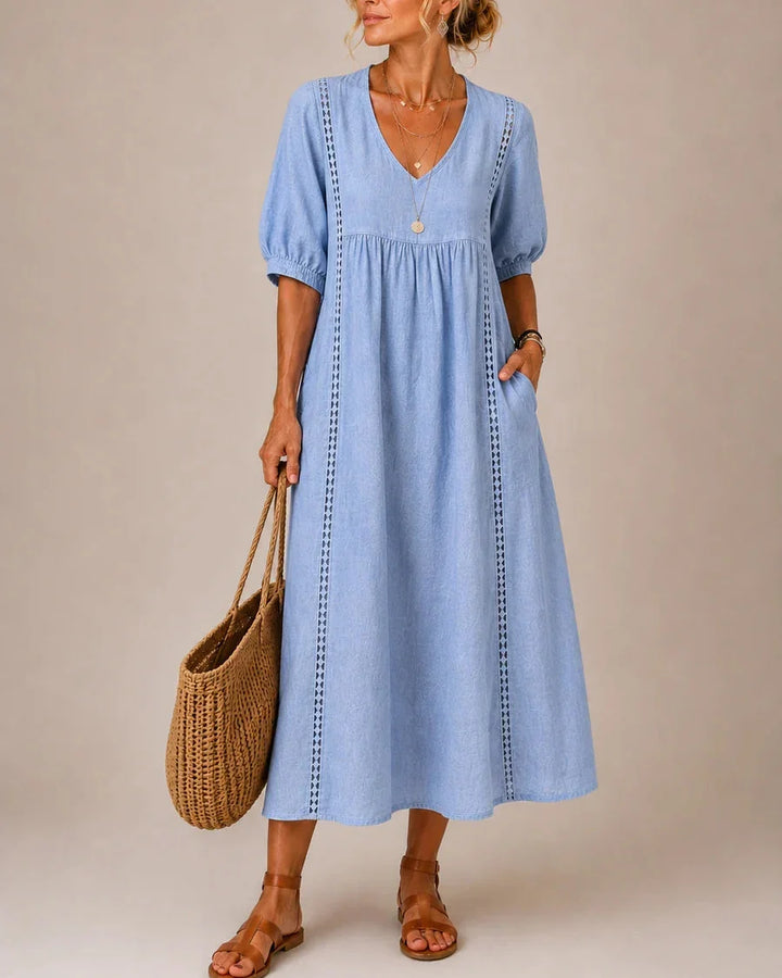 Arietta - Lace-Detail Linen Dress