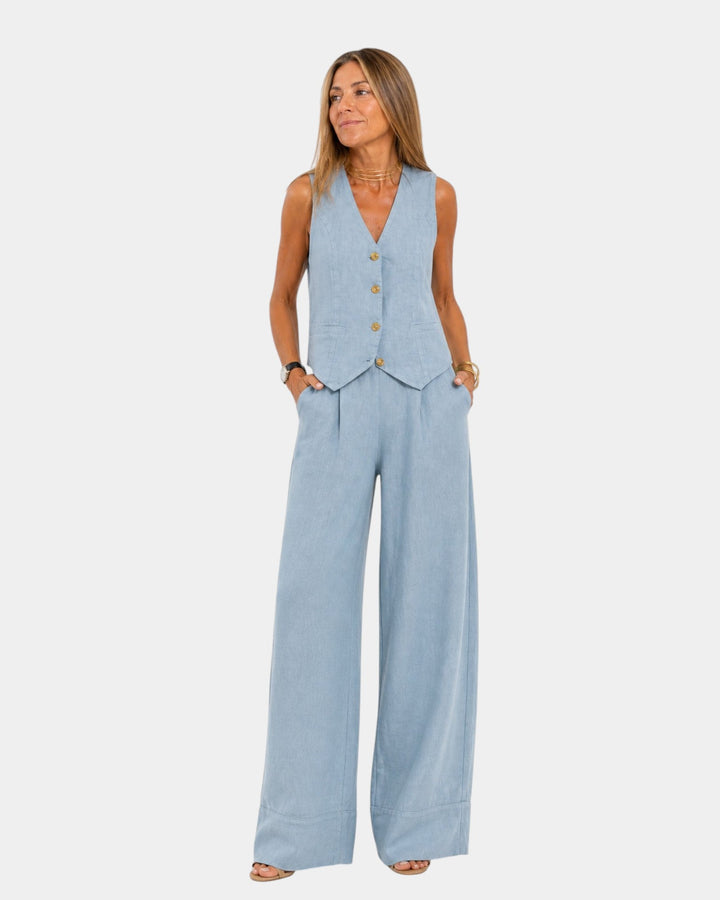 Nicolette - Tailored Vest & Wide-Leg Trousers Set