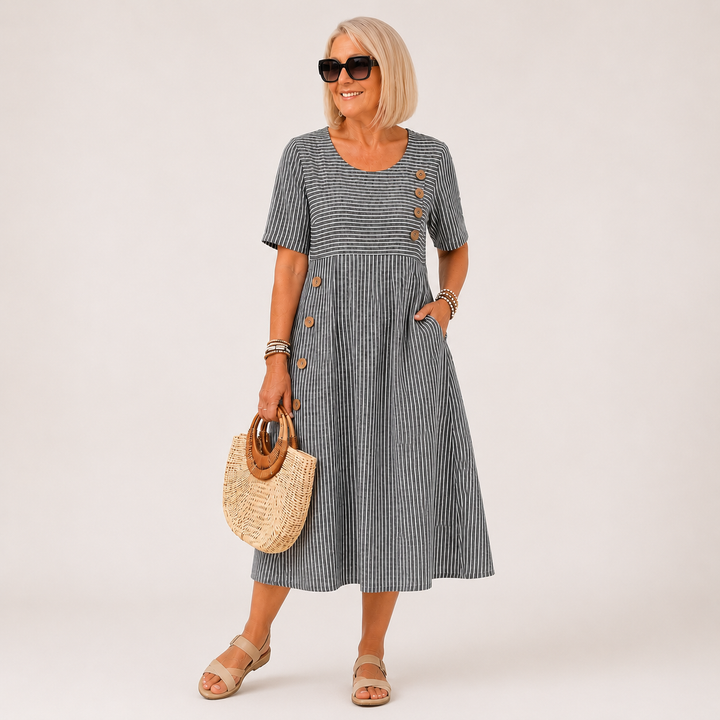 Carmina - Soft-Touch Striped Midi Dress