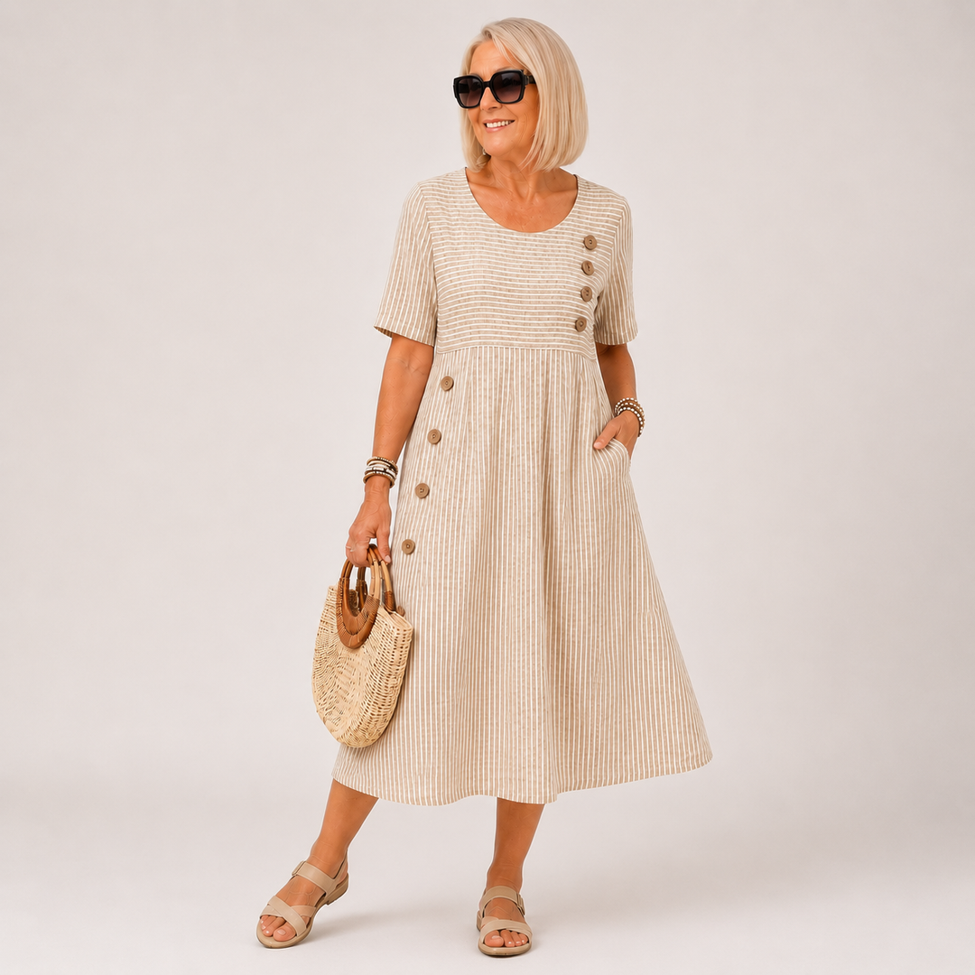 Carmina - Soft-Touch Striped Midi Dress