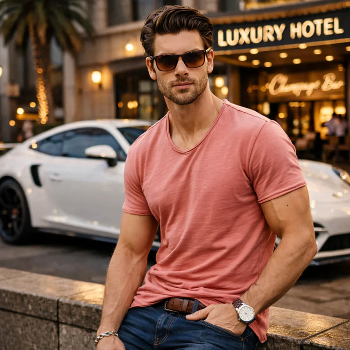Jackson - Soft-Touch Slub V-Neck T-Shirt