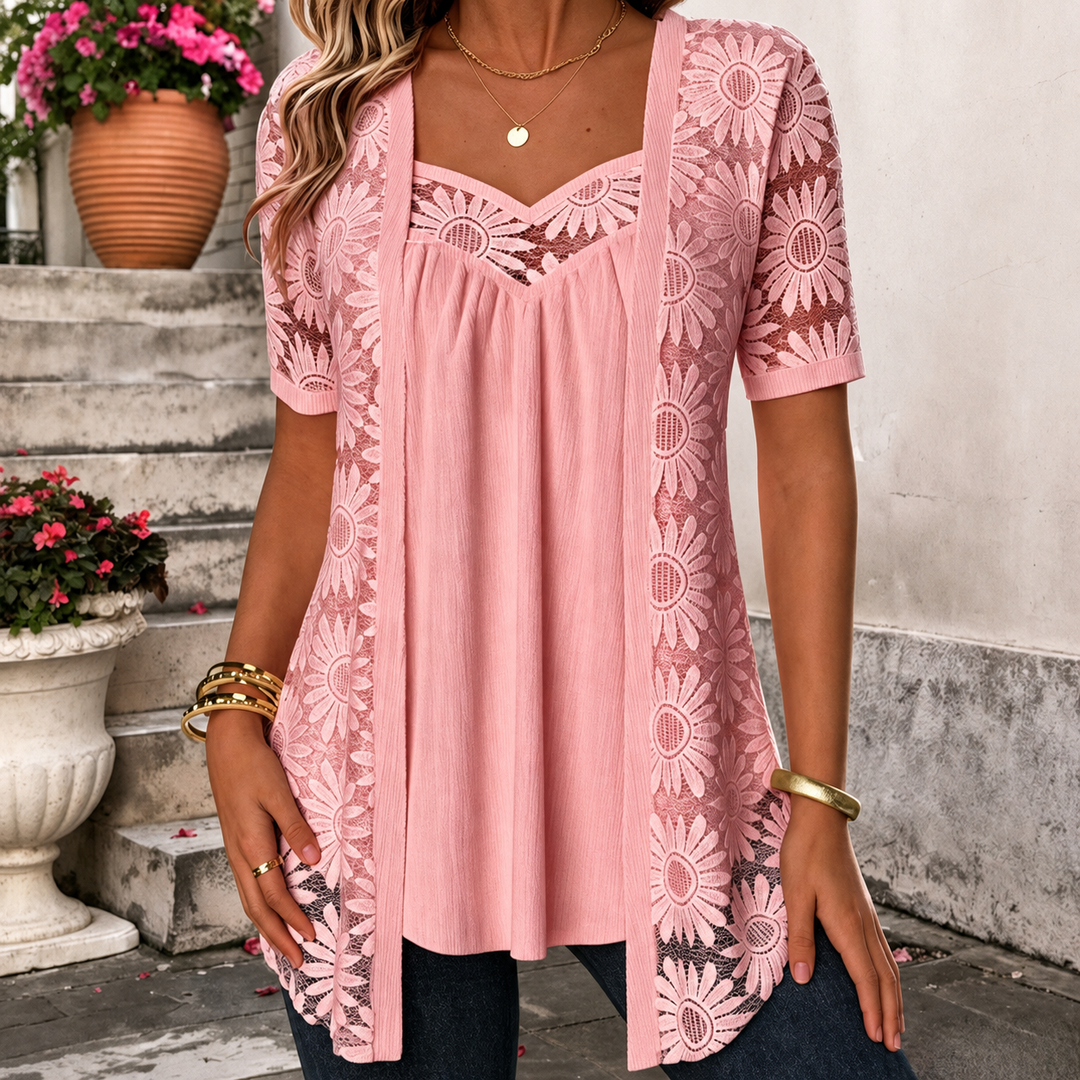 Lucette - Elegant Lace-Detail Blouse