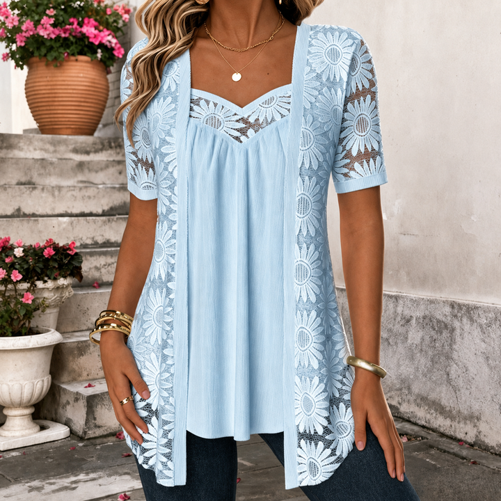Lucette - Elegant Lace-Detail Blouse