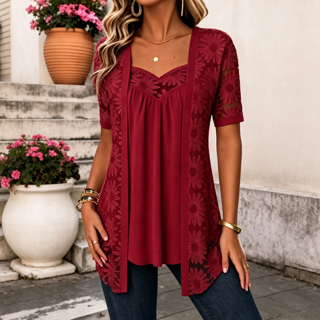 Lucette - Elegant Lace-Detail Blouse