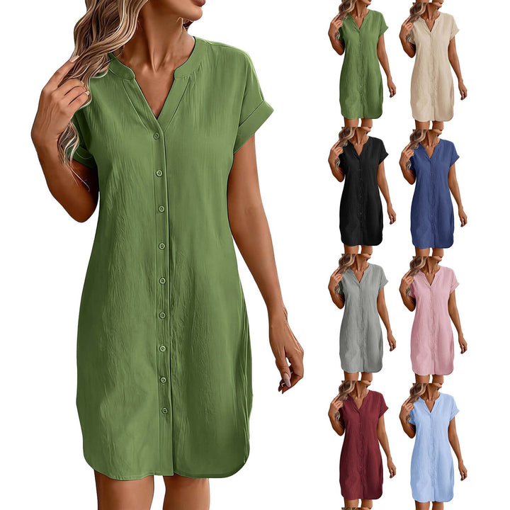 Ainslea - Textured Mini Shirt Dress