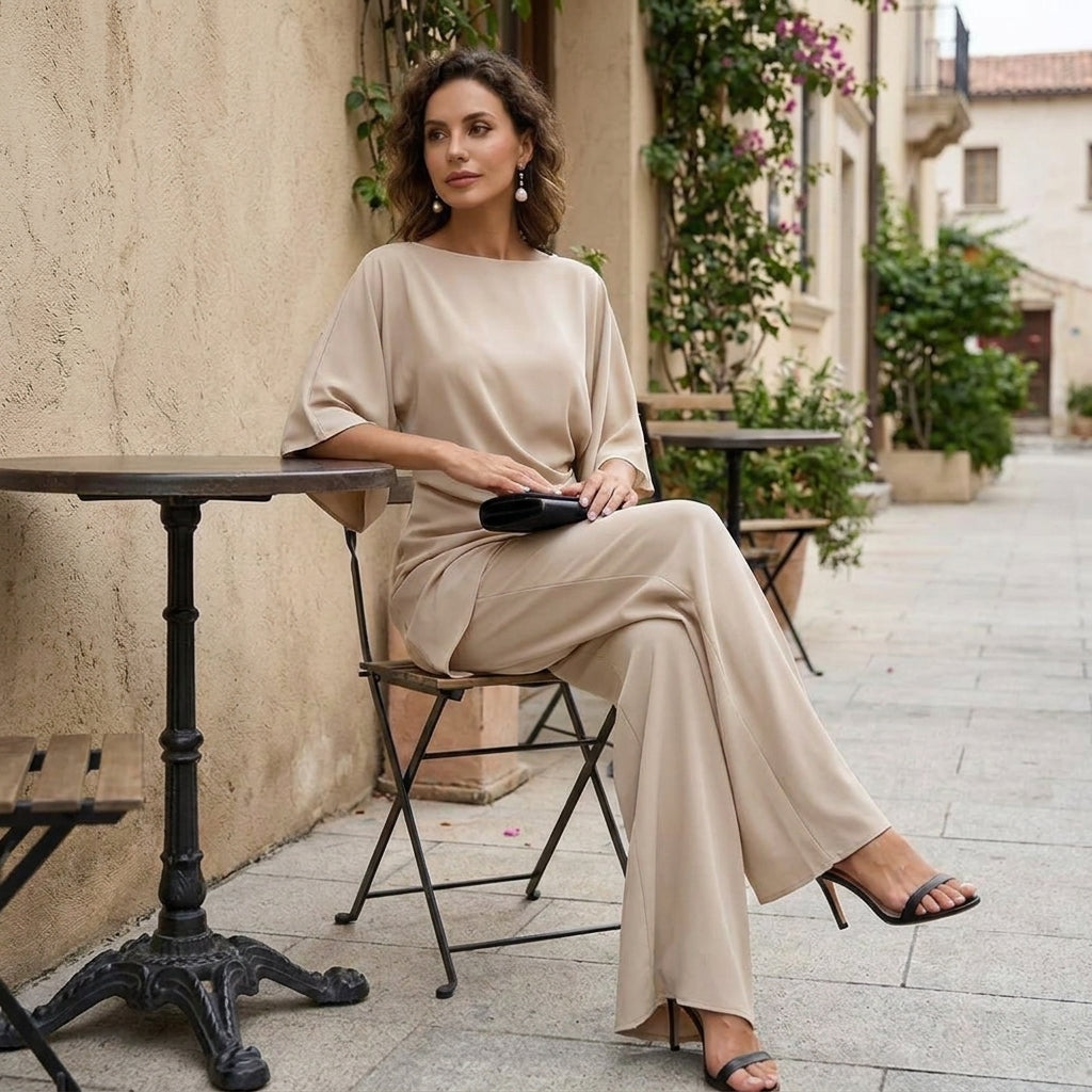 Laurisse - Elegant Cape-Sleeve Two-Piece Set