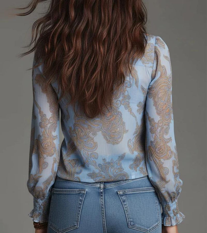 Taviana - Soft-Touch Zip-Front Ruffled Blouse