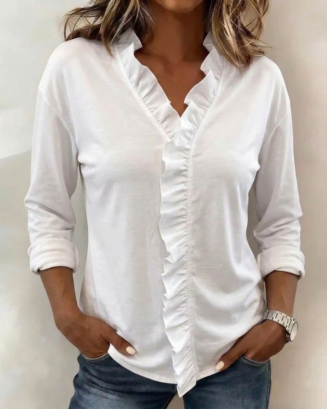 Maeryn - Premium Ruffled V-Neck Blouse